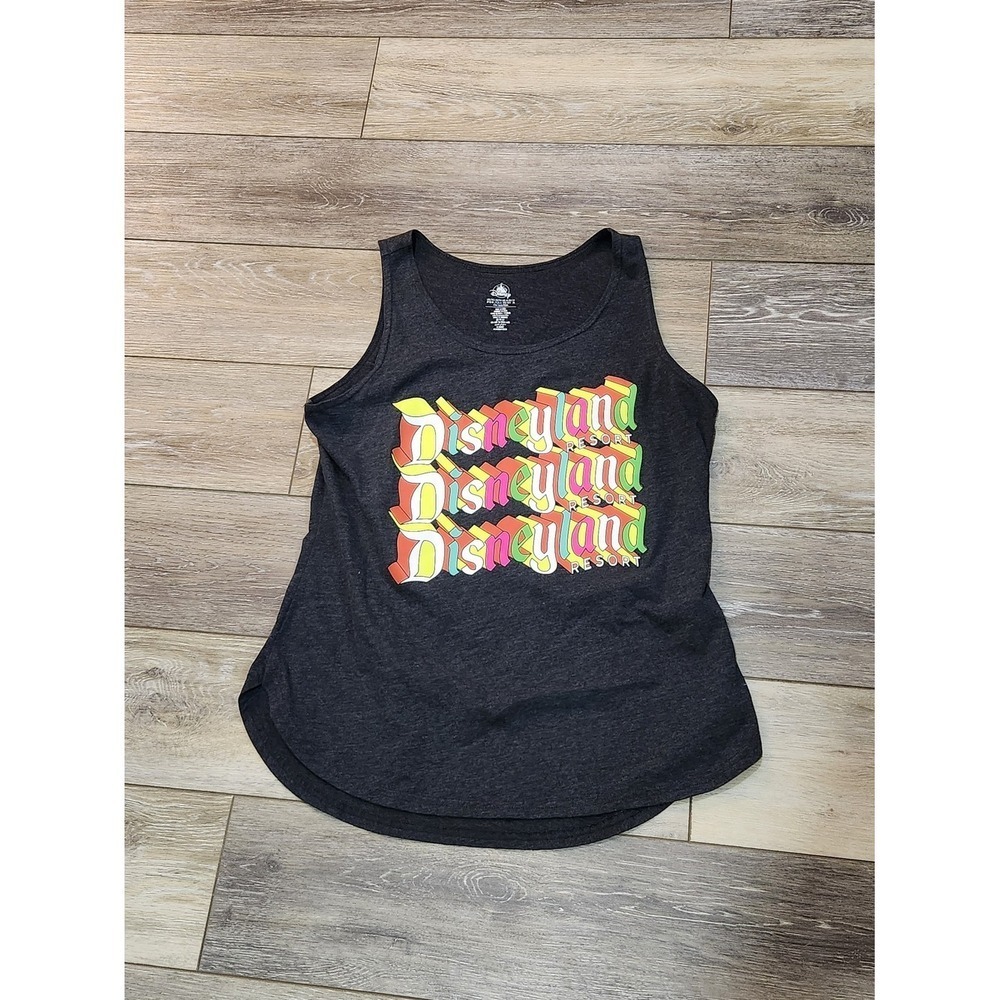 Disney Disneyland Grey Tank Top with Multicolor Retro Logo Size M